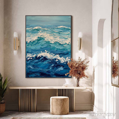 BUYARTVIEW Azure Crest – Textured Impasto Ocean Wave - image 4