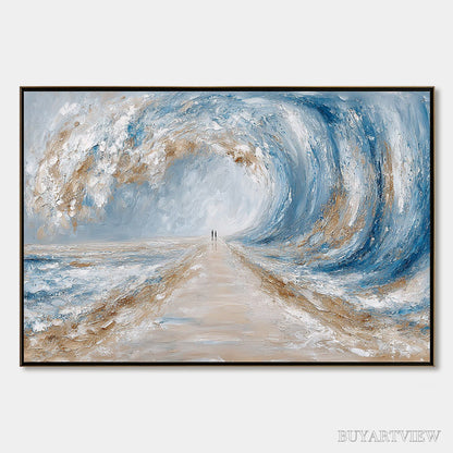 BUYARTVIEW the Path Within the Tide – Large Textured Abstract Seascape Painting - image 1