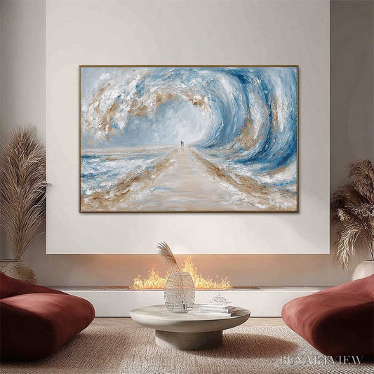 BUYARTVIEW the Path Within the Tide – Large Textured Abstract Seascape Painting - image 2