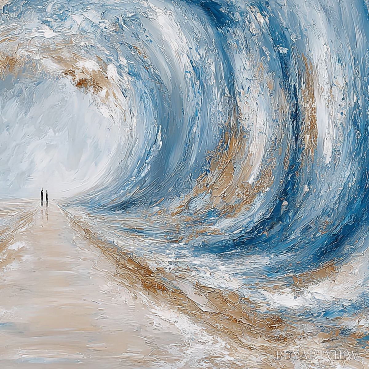 BUYARTVIEW the Path Within the Tide – Large Textured Abstract Seascape Painting - image 3