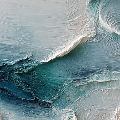 BUYARTVIEW Tidal Rhythm – Wabi Sabi Textured Abstract Ocean Wave Painting - image 5
