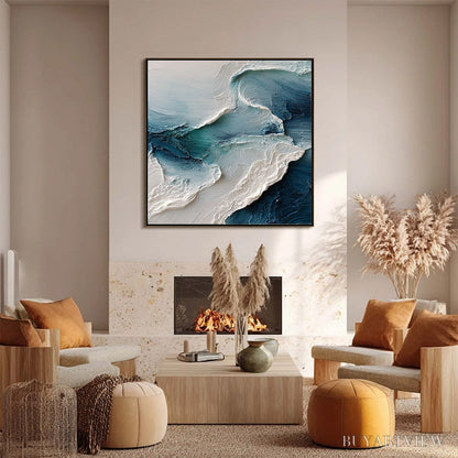 BUYARTVIEW Tidal Rhythm – Wabi Sabi Textured Abstract Ocean Wave Painting - image 6