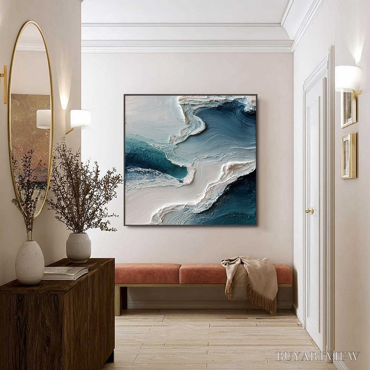 BUYARTVIEW Aegean Tide – Textured Wabi Sabi Abstract Seascape Painting - image 4