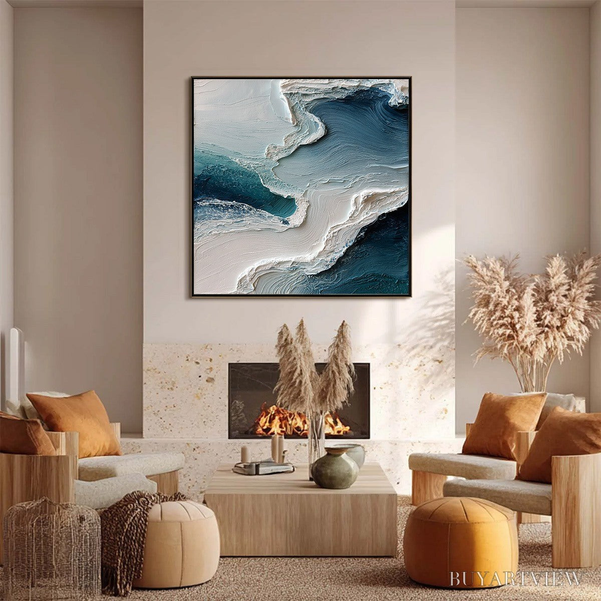BUYARTVIEW Aegean Tide – Textured Wabi Sabi Abstract Seascape Painting - image 6