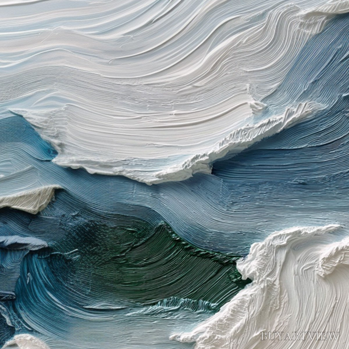 BUYARTVIEW Atlantic Swell – Heavily Textured Abstract Seascape Painting for Coastal Decor - image 5