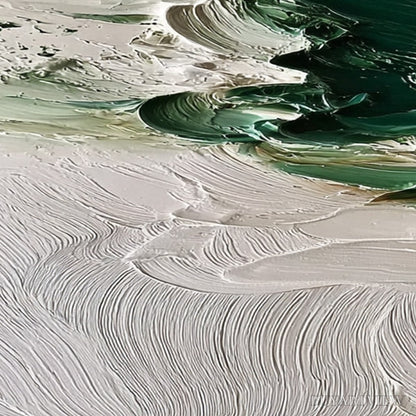 BUYARTVIEW Emerald Tide – Textured Green and White Wabi Sabi Abstract Painting - image 5