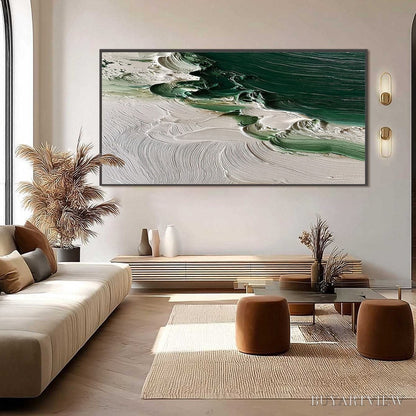 BUYARTVIEW Emerald Tide – Textured Green and White Wabi Sabi Abstract Painting - image 6