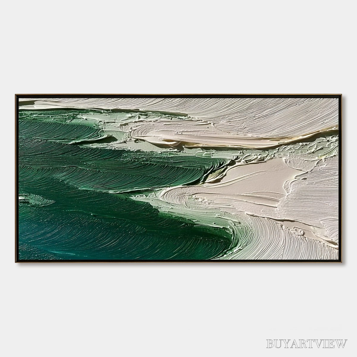 BUYARTVIEW Emerald Tide – Textured Wabi Sabi Abstract Coastal Painting - image 1