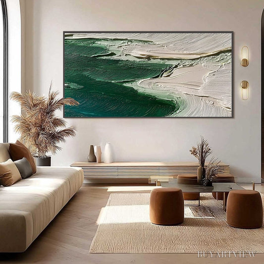 BUYARTVIEW Emerald Tide – Textured Wabi Sabi Abstract Coastal Painting - image 2