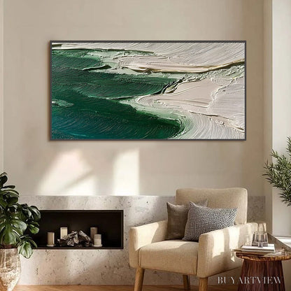 BUYARTVIEW Emerald Tide – Textured Wabi Sabi Abstract Coastal Painting - image 4