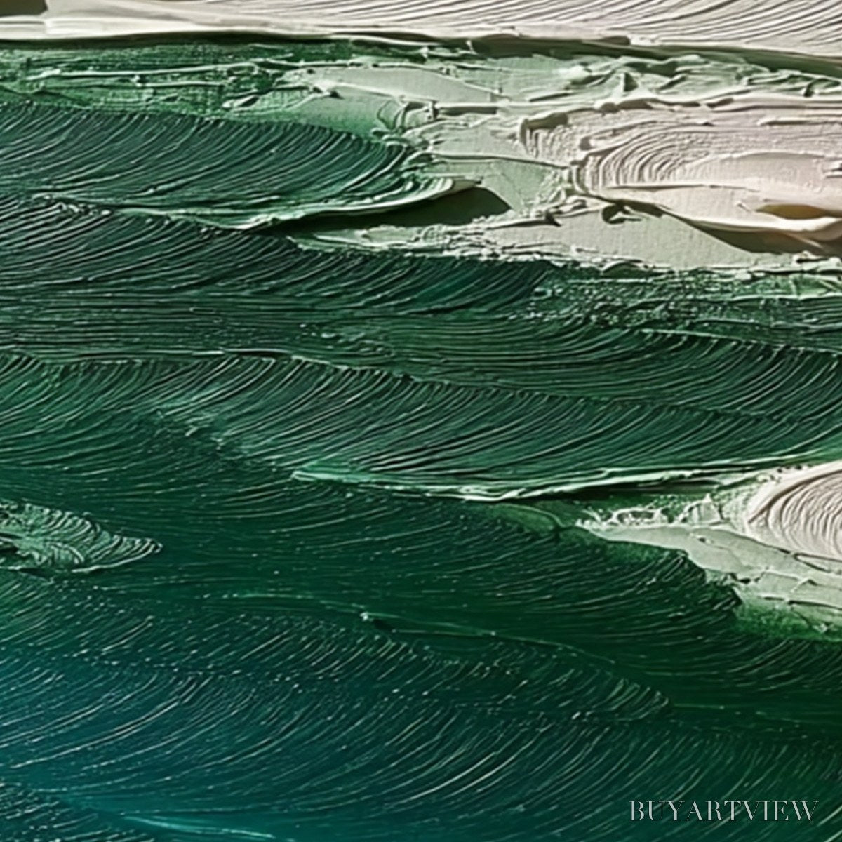 BUYARTVIEW Emerald Tide – Textured Wabi Sabi Abstract Coastal Painting - image 5
