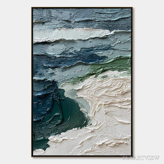 BUYARTVIEW Atlantic Crest – Textured Wabi Sabi Seascape Impasto Oil Painting - image 1