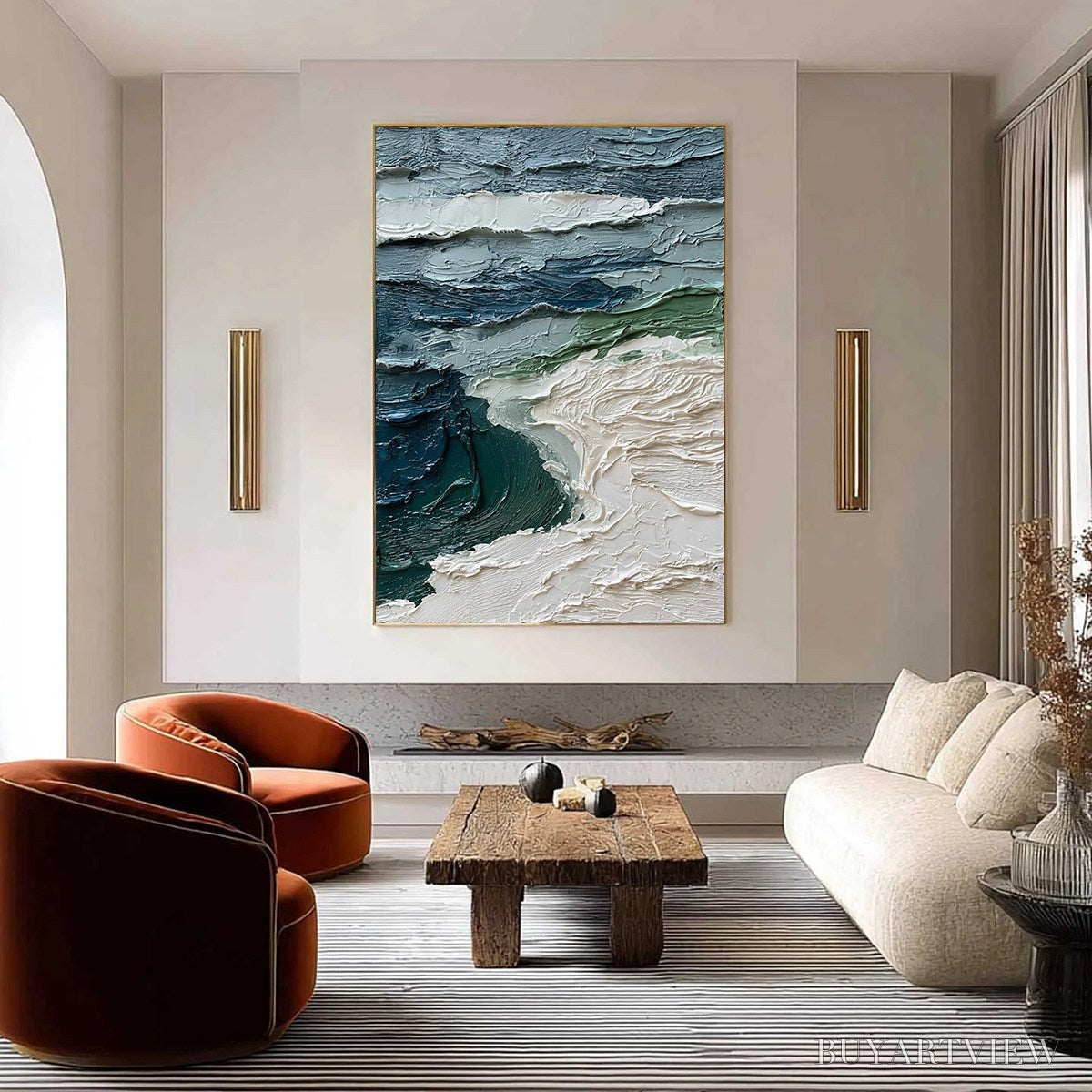 BUYARTVIEW Atlantic Crest – Textured Wabi Sabi Seascape Impasto Oil Painting - image 2