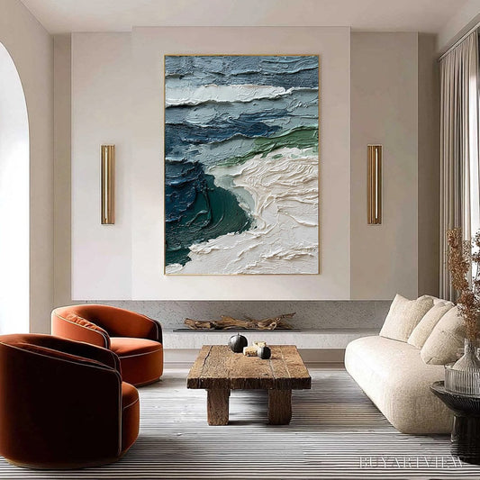 BUYARTVIEW Atlantic Crest – Textured Wabi Sabi Seascape Impasto Oil Painting - image 2