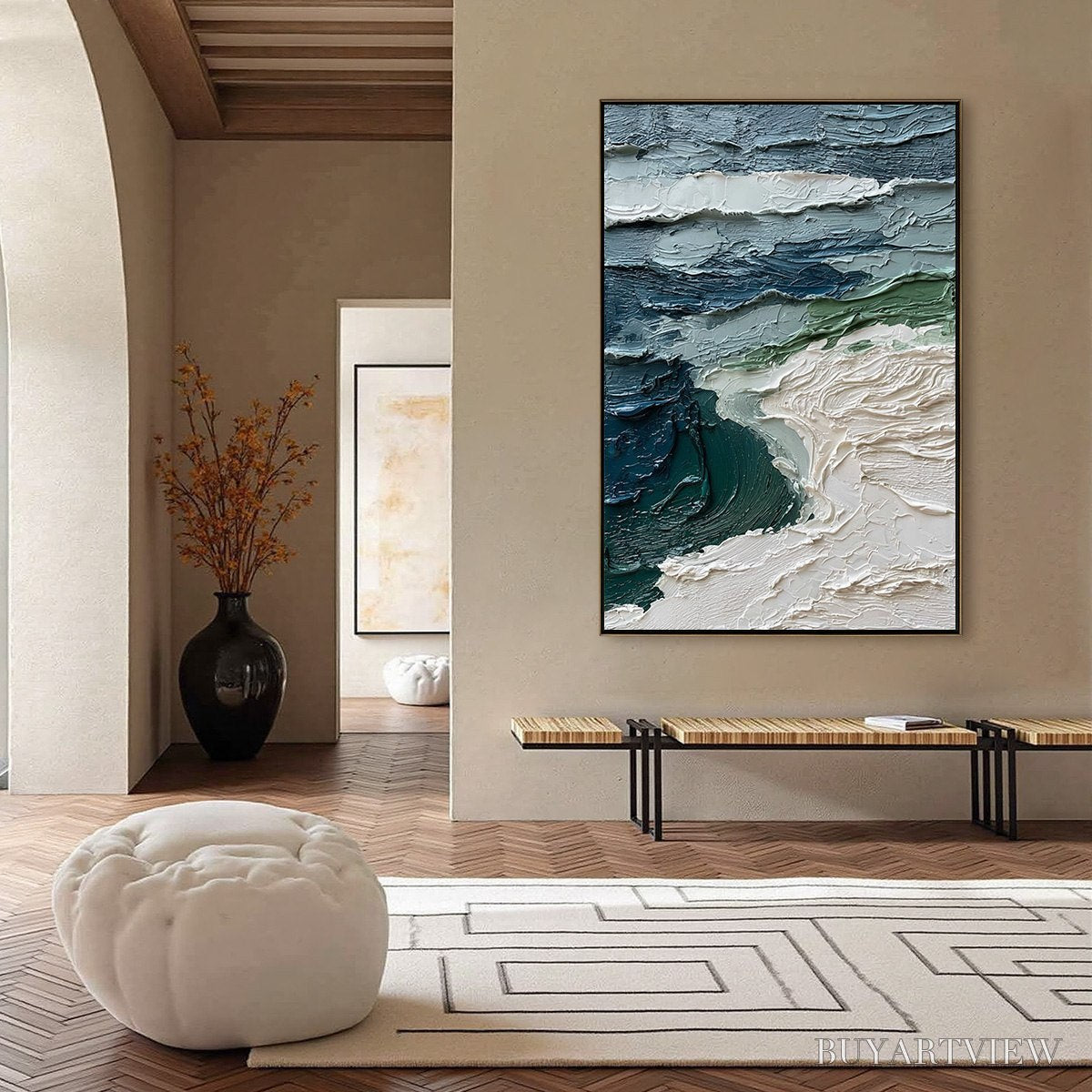BUYARTVIEW Atlantic Crest – Textured Wabi Sabi Seascape Impasto Oil Painting - image 4