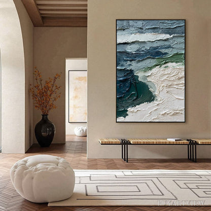 BUYARTVIEW Atlantic Crest – Textured Wabi Sabi Seascape Impasto Oil Painting - image 4