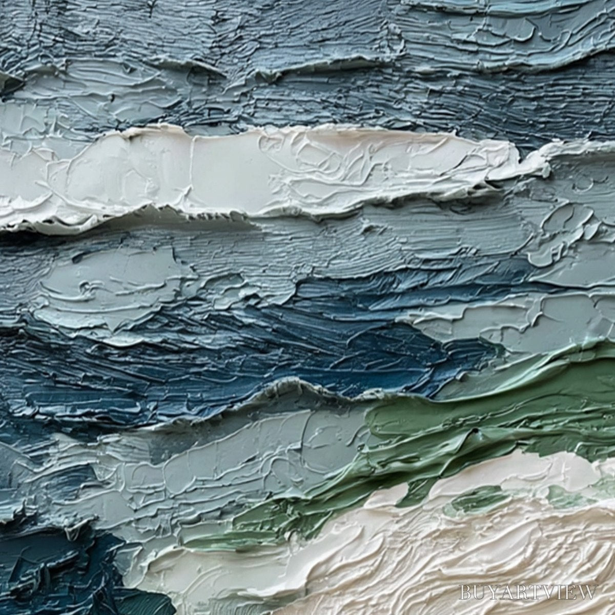BUYARTVIEW Atlantic Crest – Textured Wabi Sabi Seascape Impasto Oil Painting - image 5