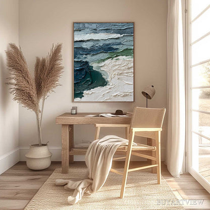 BUYARTVIEW Atlantic Crest – Textured Wabi Sabi Seascape Impasto Oil Painting - image 6