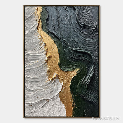 BUYARTVIEW Emerald Shore – Textured Abstract Wabi Sabi - image 1