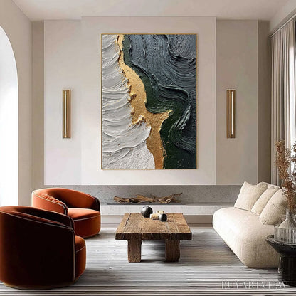 BUYARTVIEW Emerald Shore – Textured Abstract Wabi Sabi - image 2