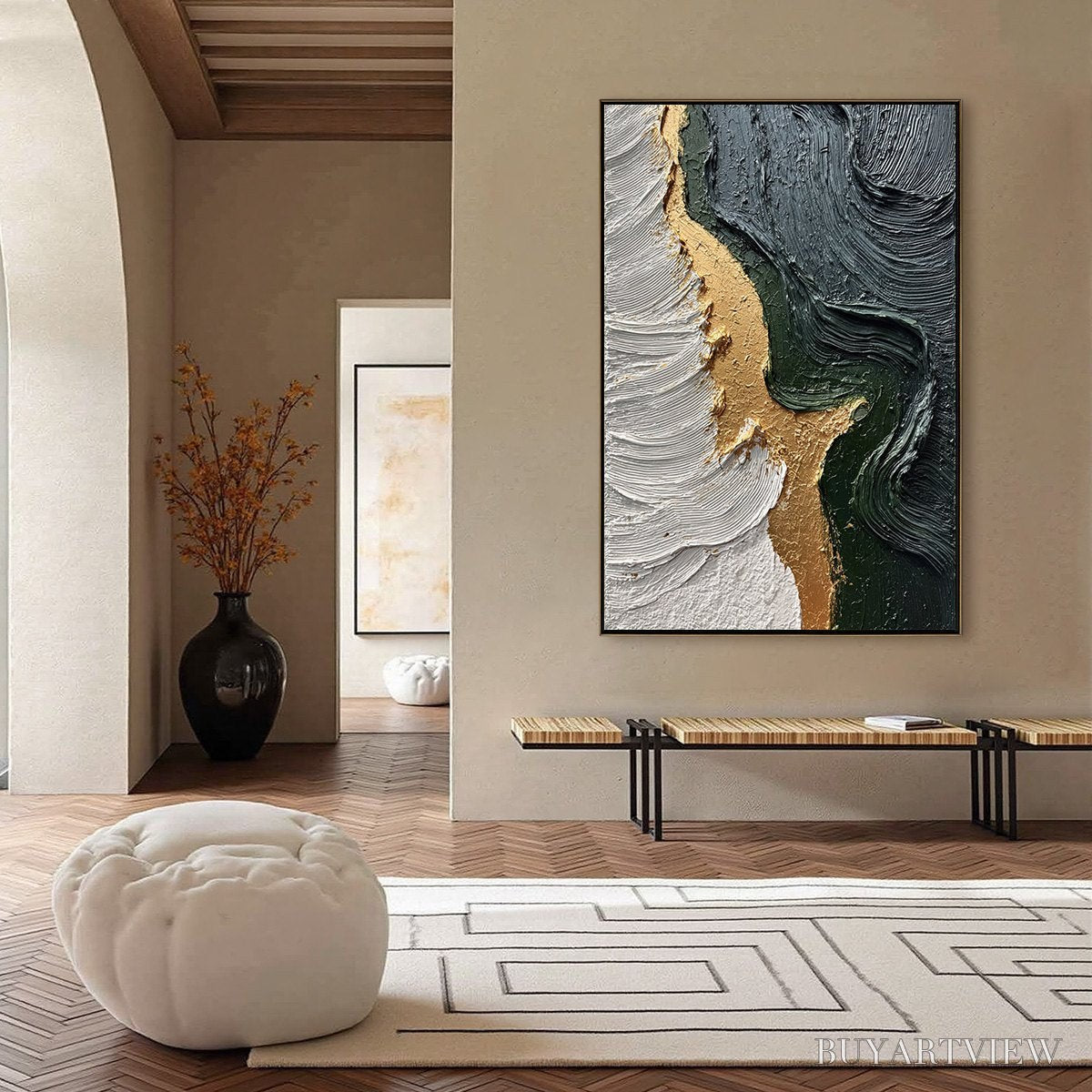 BUYARTVIEW Emerald Shore – Textured Abstract Wabi Sabi - image 4