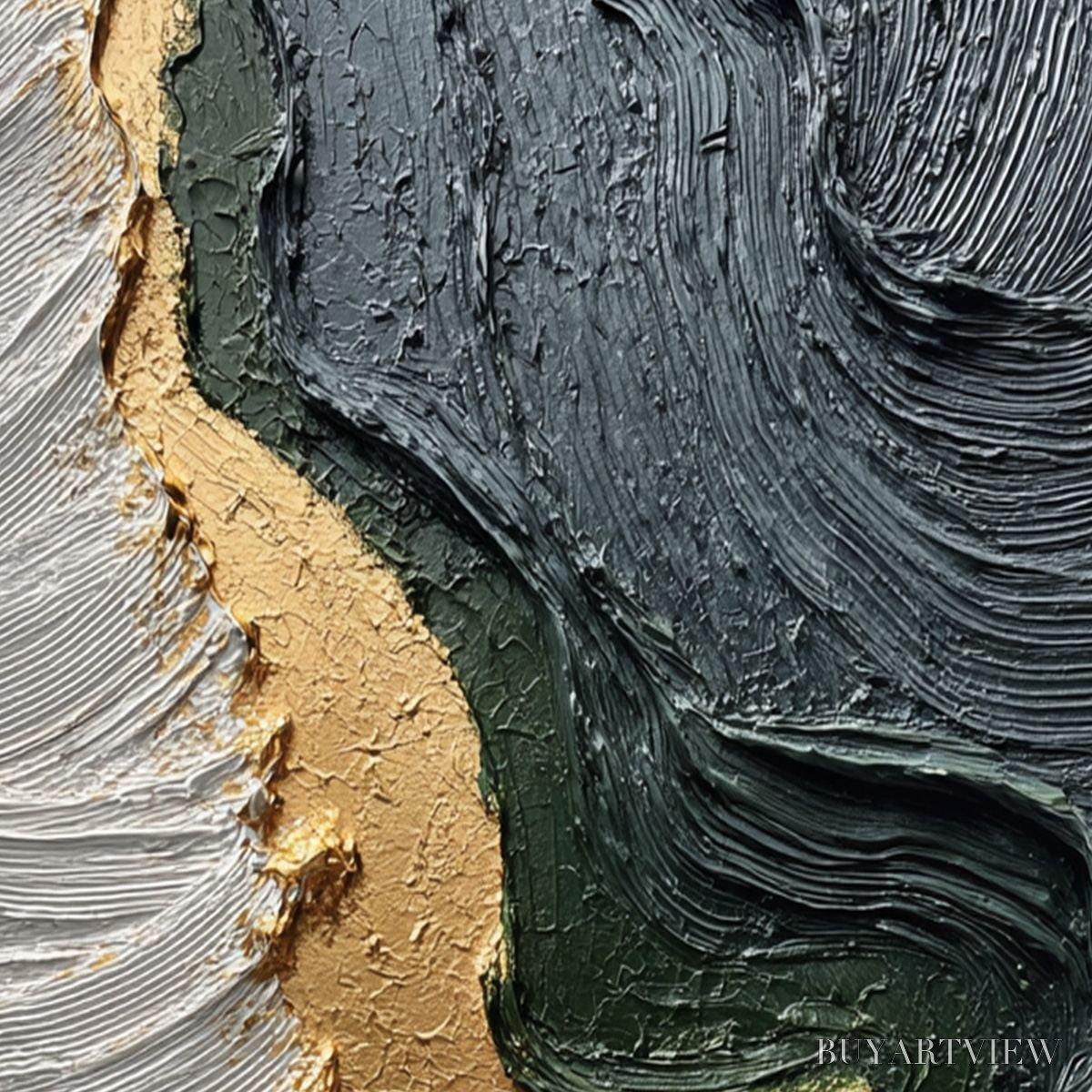 BUYARTVIEW Emerald Shore – Textured Abstract Wabi Sabi - image 5
