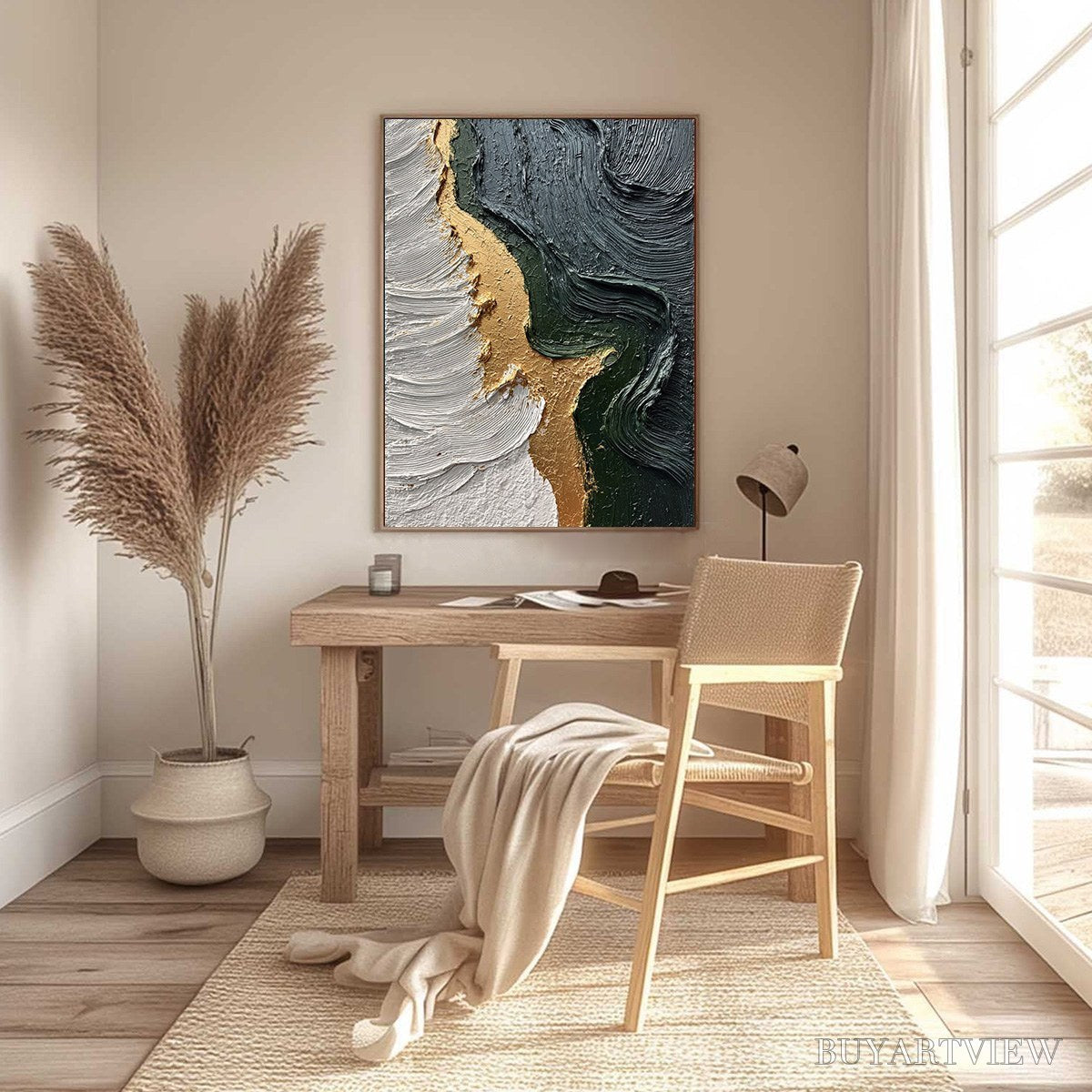 BUYARTVIEW Emerald Shore – Textured Abstract Wabi Sabi - image 6