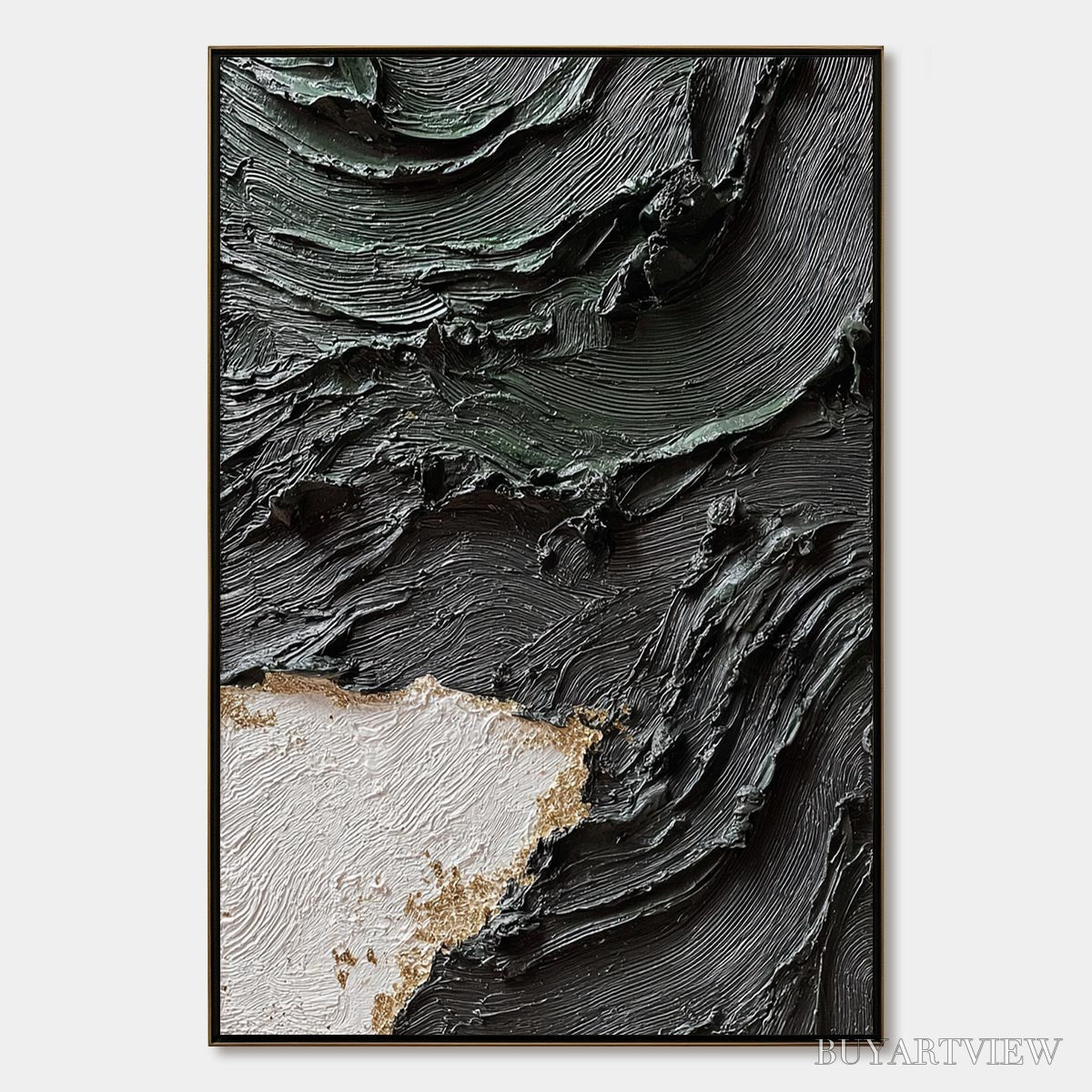 BUYARTVIEW Terra Firma – Heavy Texture Wabi Sabi Abstract Painting with Gold Leaf - image 1