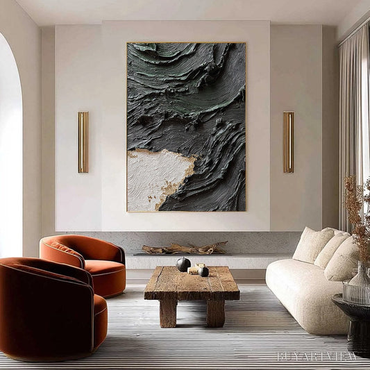 BUYARTVIEW Terra Firma – Heavy Texture Wabi Sabi Abstract Painting with Gold Leaf - image 2