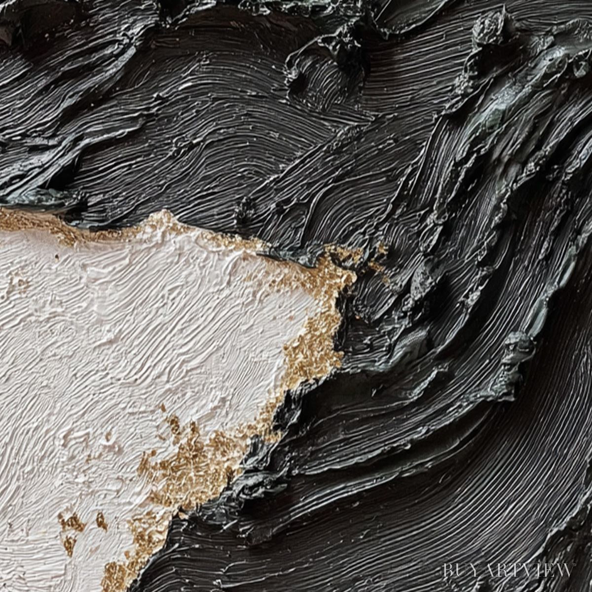 BUYARTVIEW Terra Firma – Heavy Texture Wabi Sabi Abstract Painting with Gold Leaf - image 3