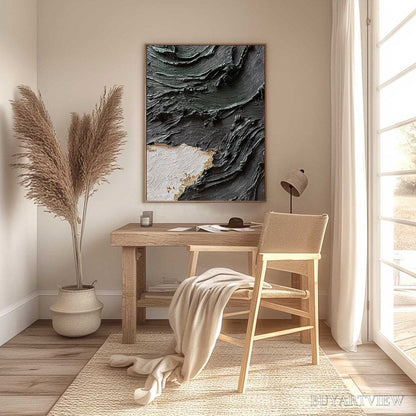 BUYARTVIEW Terra Firma – Heavy Texture Wabi Sabi Abstract Painting with Gold Leaf - image 6