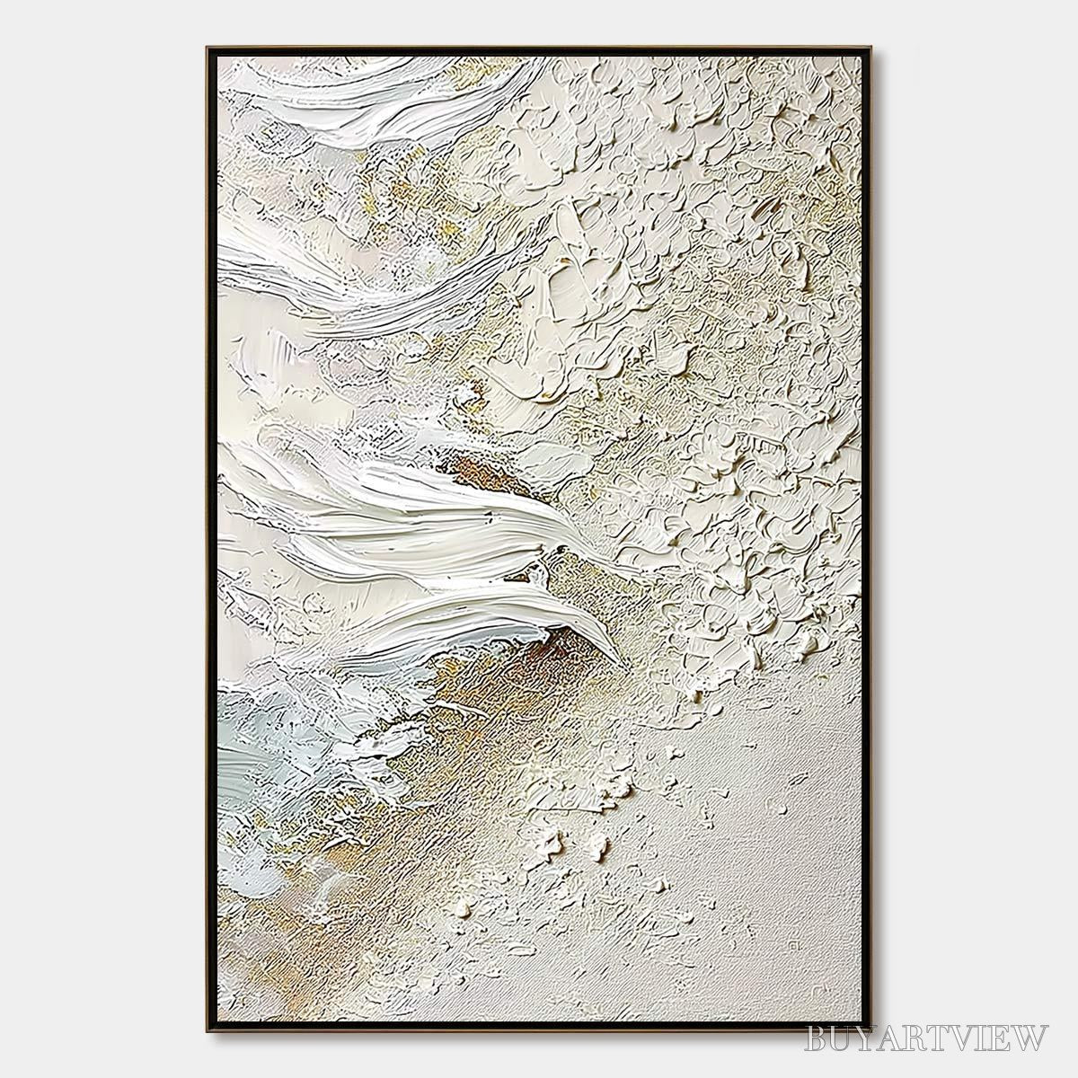 BUYARTVIEW Whitewater Whisper – Textured Wabi Sabi Abstract Seascape Painting - image 1