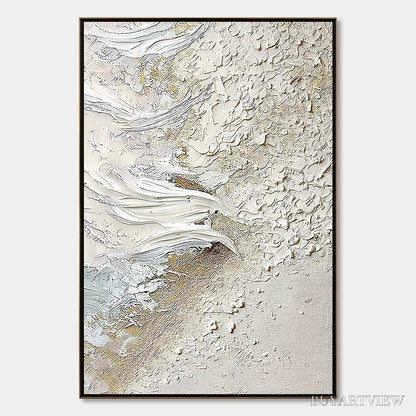 BUYARTVIEW Whitewater Whisper – Textured Wabi Sabi Abstract Seascape Painting - image 1