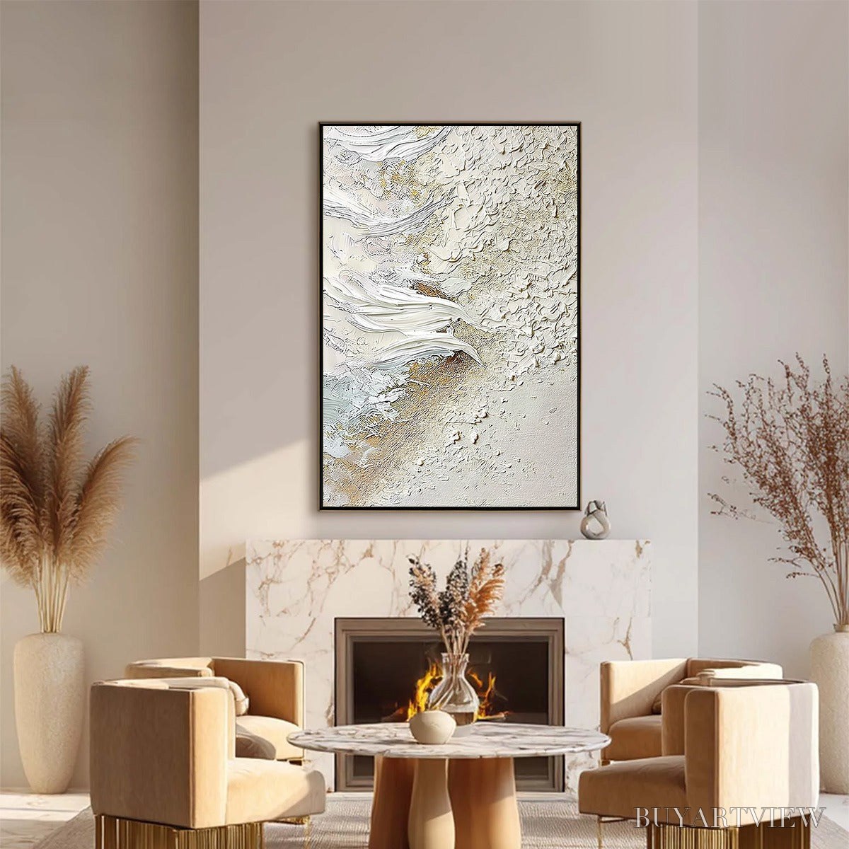 BUYARTVIEW Whitewater Whisper – Textured Wabi Sabi Abstract Seascape Painting - image 2