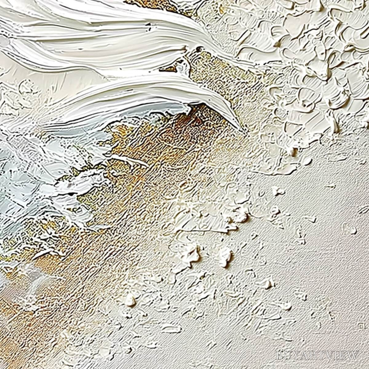 BUYARTVIEW Whitewater Whisper – Textured Wabi Sabi Abstract Seascape Painting - image 3