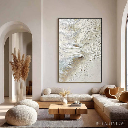 BUYARTVIEW Whitewater Whisper – Textured Wabi Sabi Abstract Seascape Painting - image 4