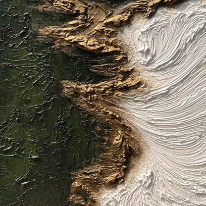 BUYARTVIEW Emerald Shore – Wabi Sabi Textured Abstract Coastal Painting - image 3
