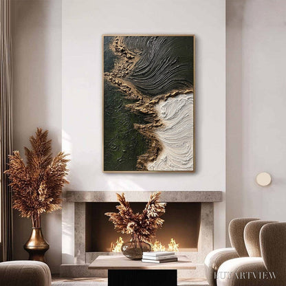BUYARTVIEW Emerald Shore – Wabi Sabi Textured Abstract Coastal Painting - image 4