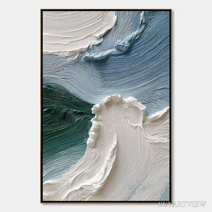 BUYARTVIEW Aegean Crest – Heavily Textured Wabi Sabi Abstract Seascape Painting - image 1