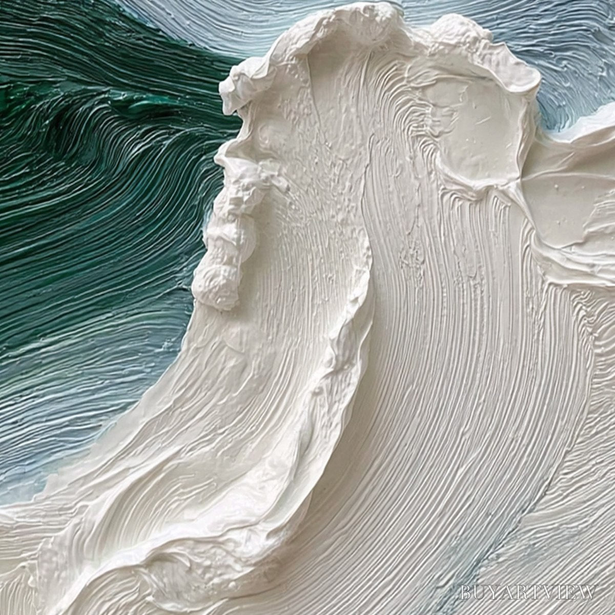 BUYARTVIEW Aegean Crest – Heavily Textured Wabi Sabi Abstract Seascape Painting - image 3