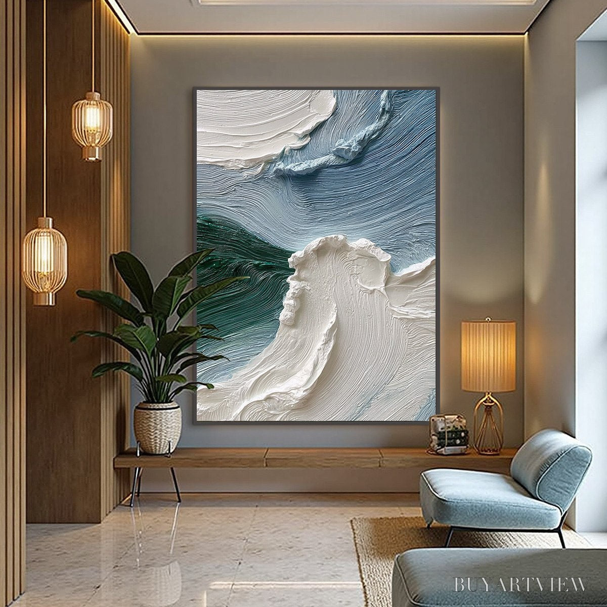 BUYARTVIEW Aegean Crest – Heavily Textured Wabi Sabi Abstract Seascape Painting - image 6
