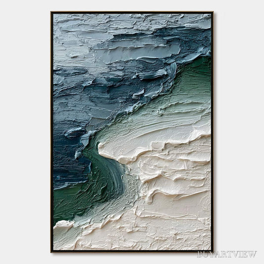 BUYARTVIEW Tidal Convergence – Textured Wabi Sabi Abstract Seascape Painting - image 1