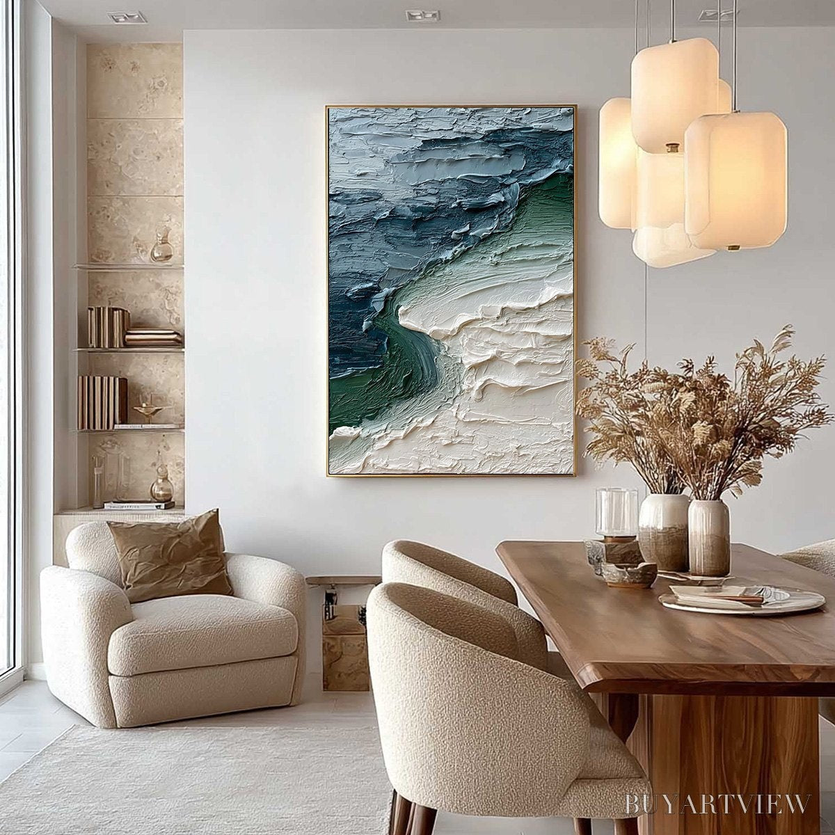 BUYARTVIEW Tidal Convergence – Textured Wabi Sabi Abstract Seascape Painting - image 4