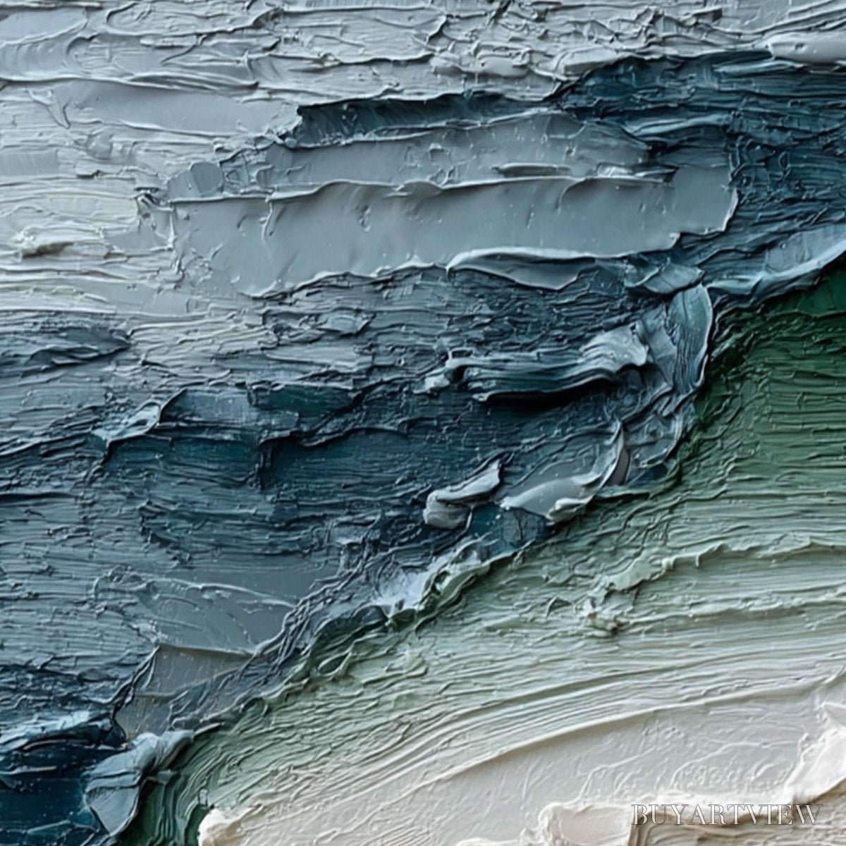 BUYARTVIEW Tidal Convergence – Textured Wabi Sabi Abstract Seascape Painting - image 5