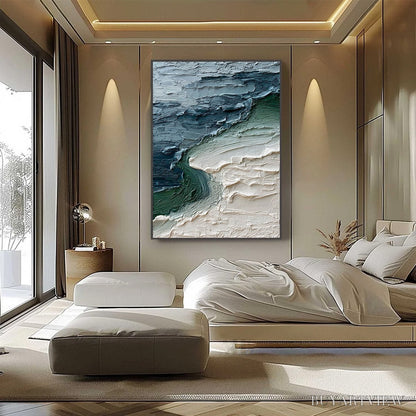 BUYARTVIEW Tidal Convergence – Textured Wabi Sabi Abstract Seascape Painting - image 6