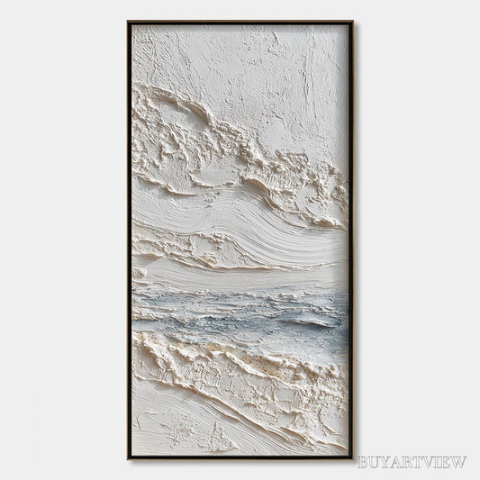 BUYARTVIEW Tideline – Wabi Sabi Textured Coastal Abstract Painting - image 1