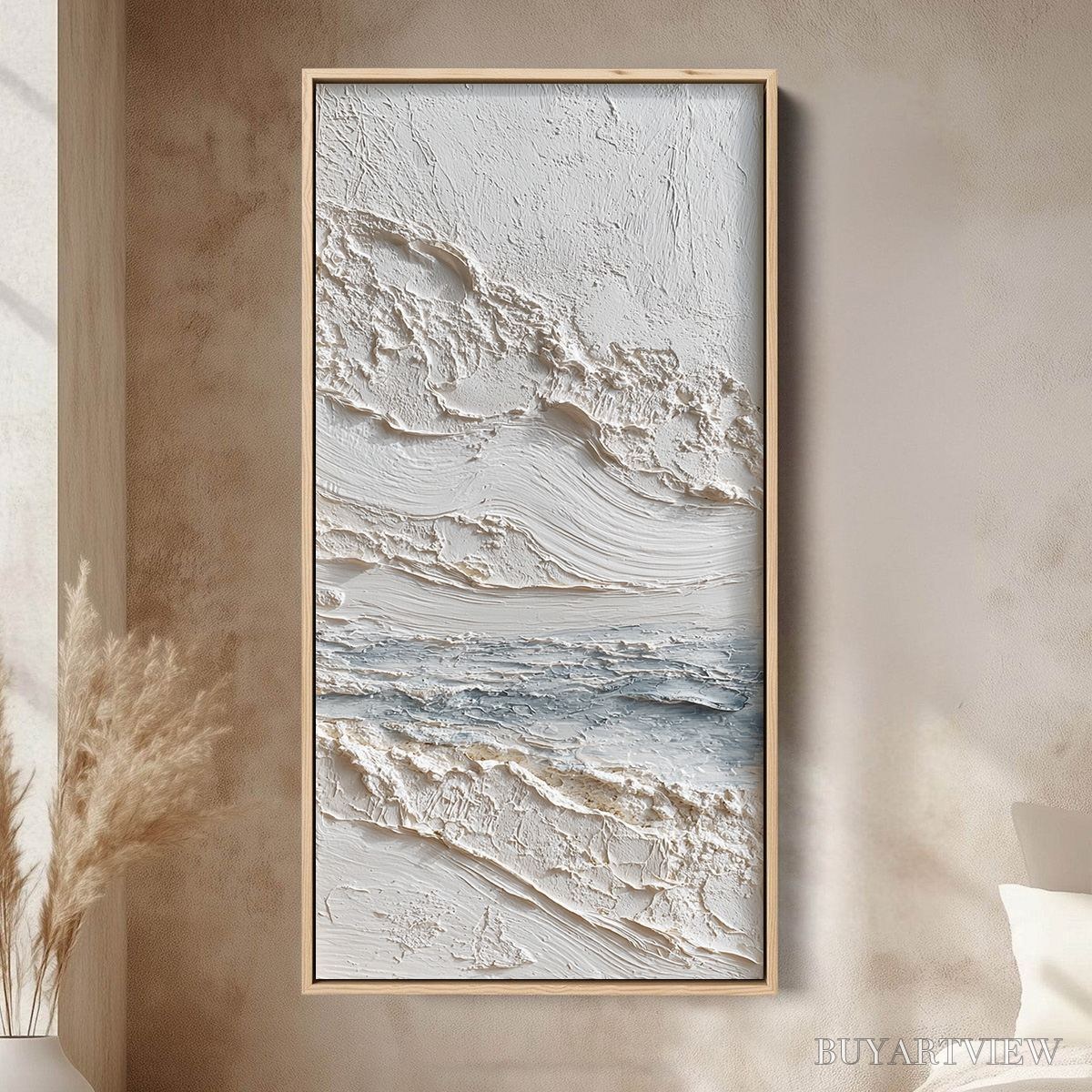 BUYARTVIEW Tideline – Wabi Sabi Textured Coastal Abstract Painting - image 2
