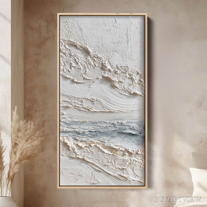 BUYARTVIEW Tideline – Wabi Sabi Textured Coastal Abstract Painting - image 2