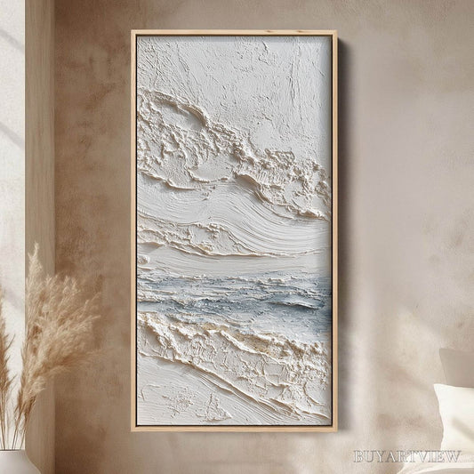BUYARTVIEW Tideline – Wabi Sabi Textured Coastal Abstract Painting - image 2
