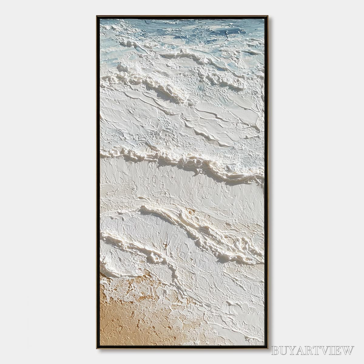 BUYARTVIEW Shoreline Whispers – Textured Wabi Sabi Coastal Painting - image 1